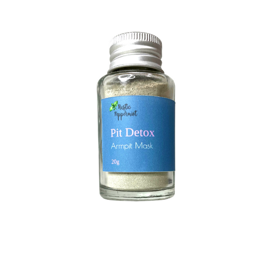 Rustic Peppermint Pit Detox armpit mask in glass jar.